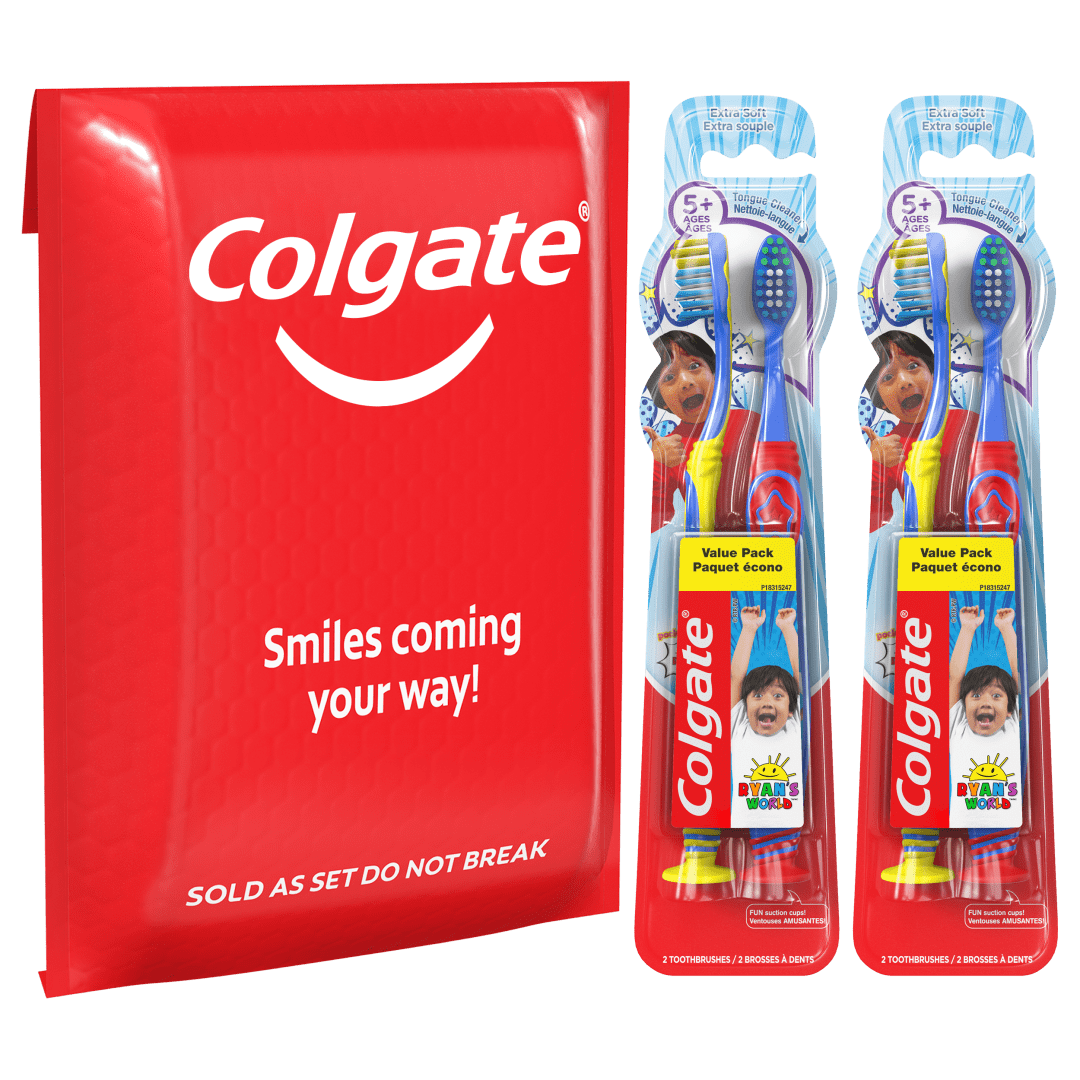 Colgate Kids Toothbrush with Extra Soft Bristles, Ryan's World - 4 Count