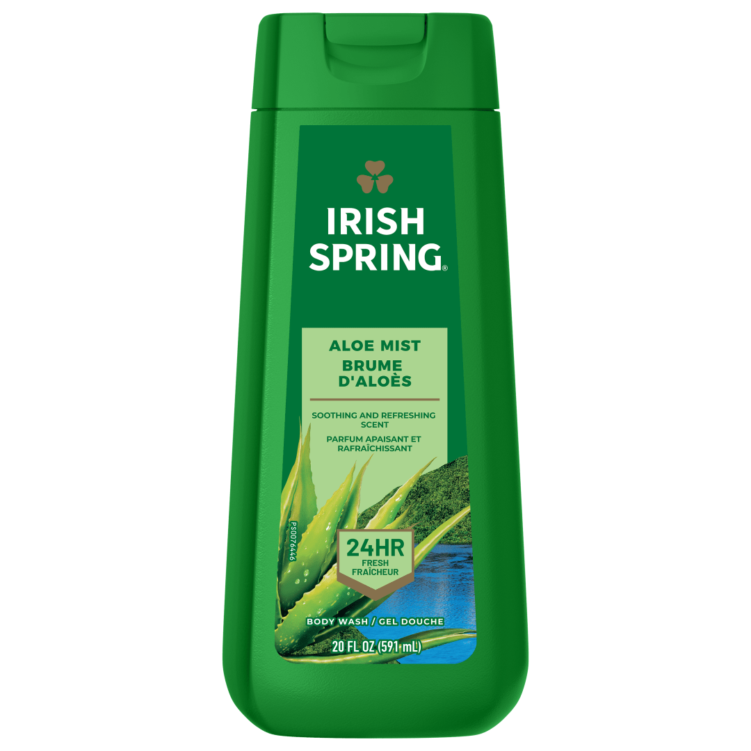 Irish Spring Aloe Mist Moisturizing Body Wash for Men, 24-Hour Fresh, Face and Body Wash, Men’s Body Wash, Biodegradable Ingredients, Paraben Free, Aloe Mist Scent, 20 fl oz Bottle