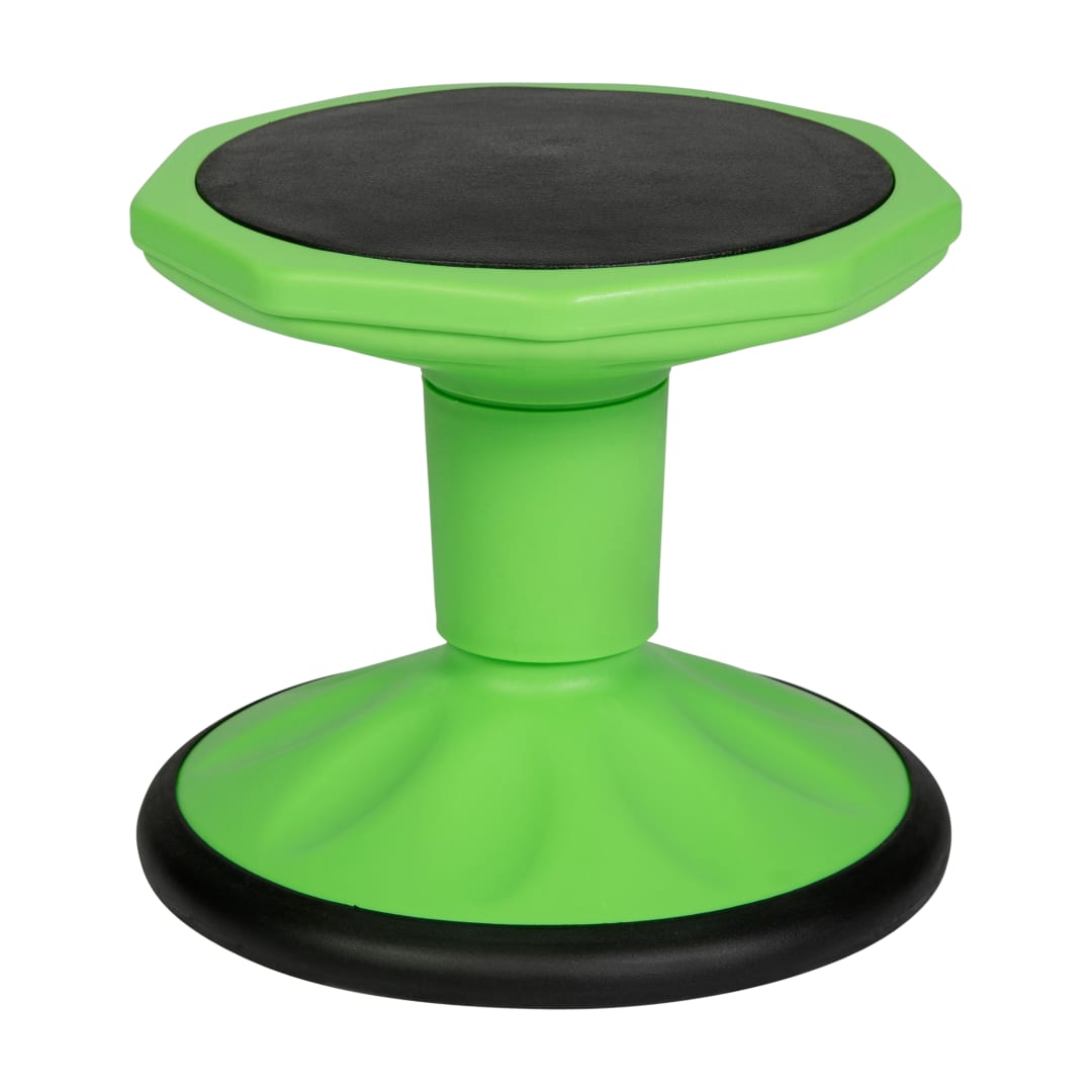 Lucas Fixed Height Kids Flexible Active Stool for Classroom and Home with Non-Skid Bottom in Green, 12" Seat Height