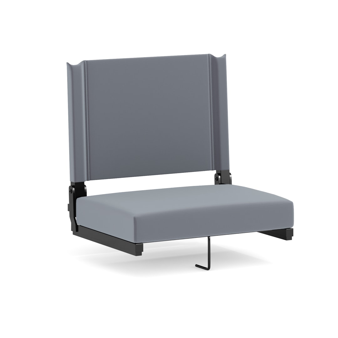 Grandstand Comfort 500 lb Capacity Padded Stadium Chairs, Folding Seats with Handles, Lightweight &amp; Durable, Gray