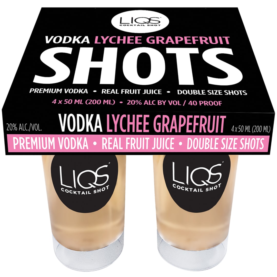 LIQS Lychee Grapefruit Vodka Cocktail Shots 50ml 4 Pack
