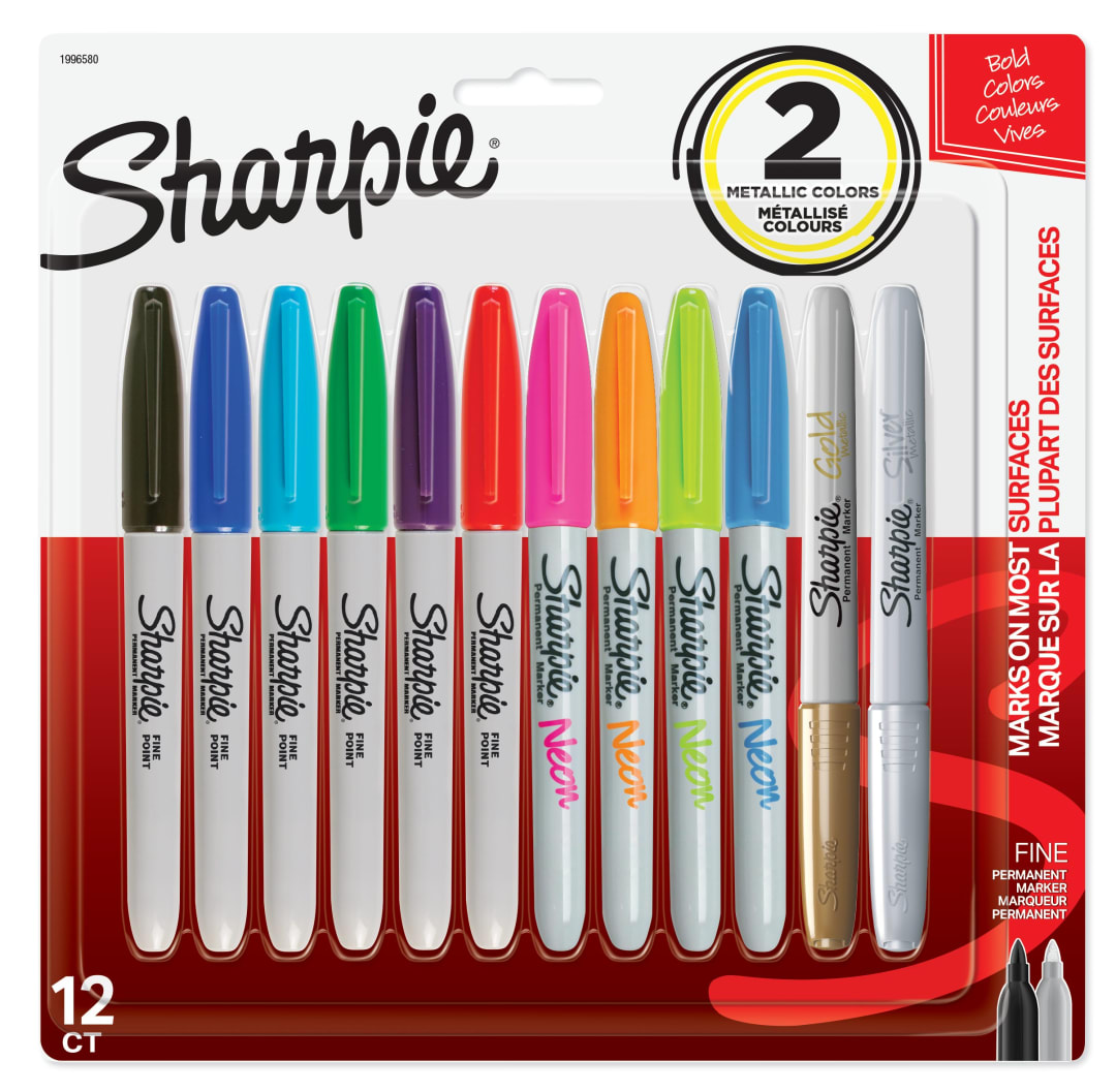 SHARPIE FINE 12CT ASST - NEON/ MET /CORE