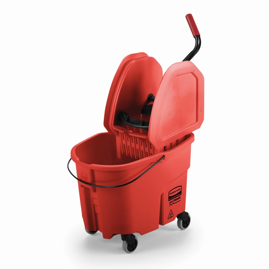 WaveBrake® 35-Quart Down Press Bucket and Wringer, Red