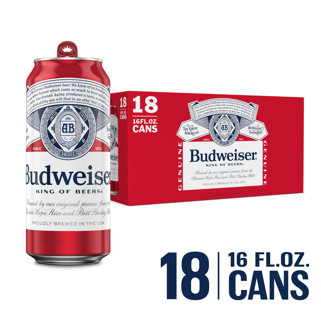 Budweiser Lager Beer 18 - 16 fl oz Cans