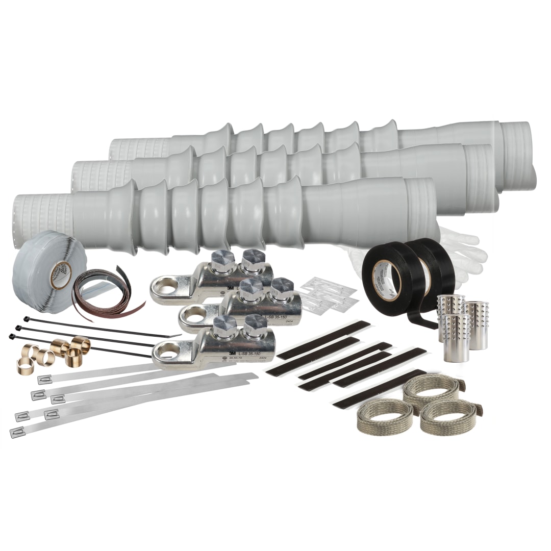3M™ Kaltschrumpf-Endverschlüsse, QT-II-K6X-AF-1-LSB2, für 1/C-Kabel mit Abschirmung aus Aluminiumfolie, 6 Schirme, 3/Satz, inkl. Ösen