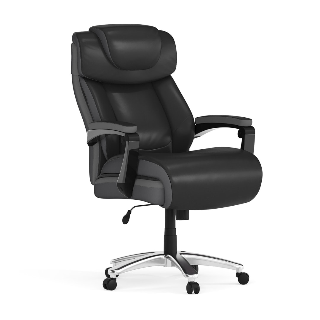 HERCULES Series Big &amp; Tall 500 lb. Rated Black LeatherSoft Executive Swivel Ergonomic Office Chair with Adjustable Headrest