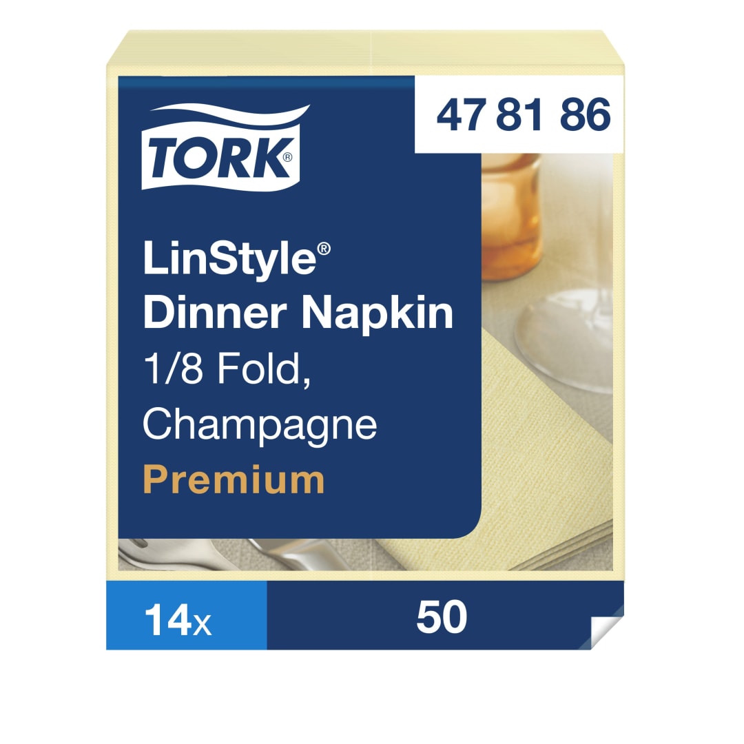 Tork LinStyle® Champagne Dinner Napkin 8F Industrially Compostable