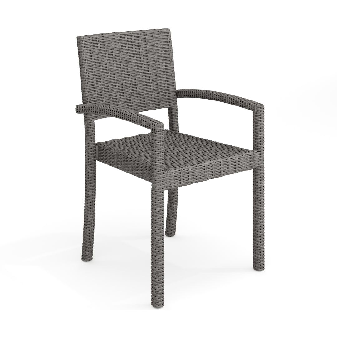 Bedford Indoor-Outdoor Stackable Patio Dining Armchair in Gray Rattan Wicker
