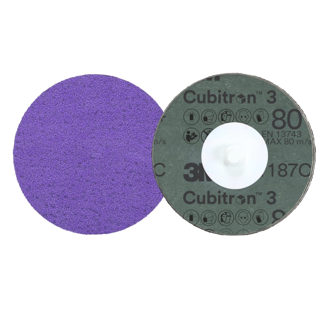 3M™ Cubitron™ 3 Roloc™ Fiber Disk 1187C, 80+, TR, Purple, 76 mm, 50/Carton, 200 ea/Case
