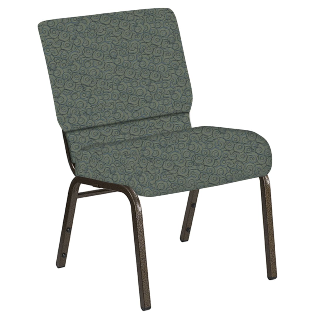 Embroidered 21''W Church Chair in Martini Smokey Fabric - Gold Vein Frame
