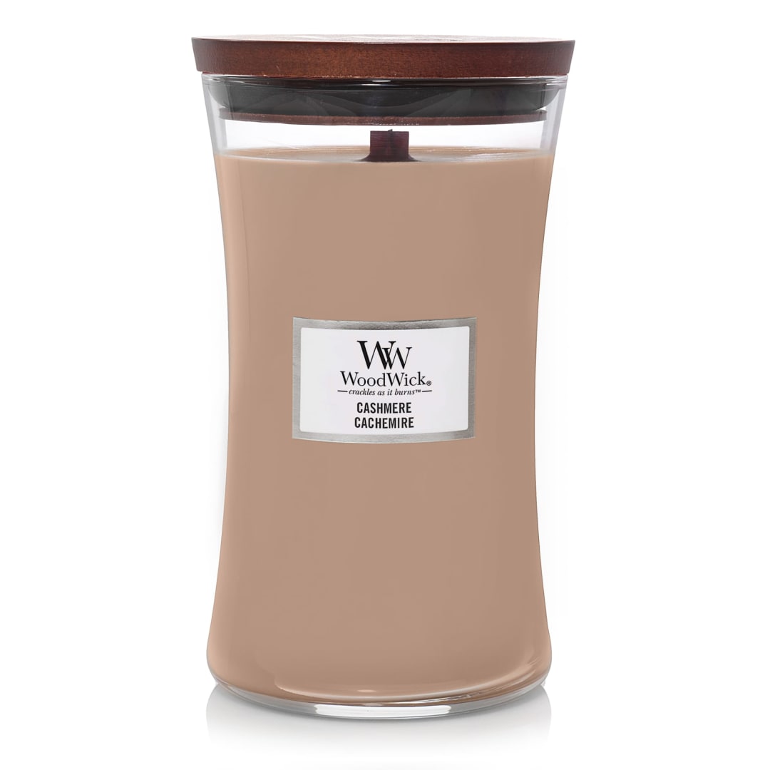 WoodWick® Large Hourglass Scented Candle | Cashmere | with Crackling Wick | Long Burning Candles: up to 130 Hours | Gifts for Women
