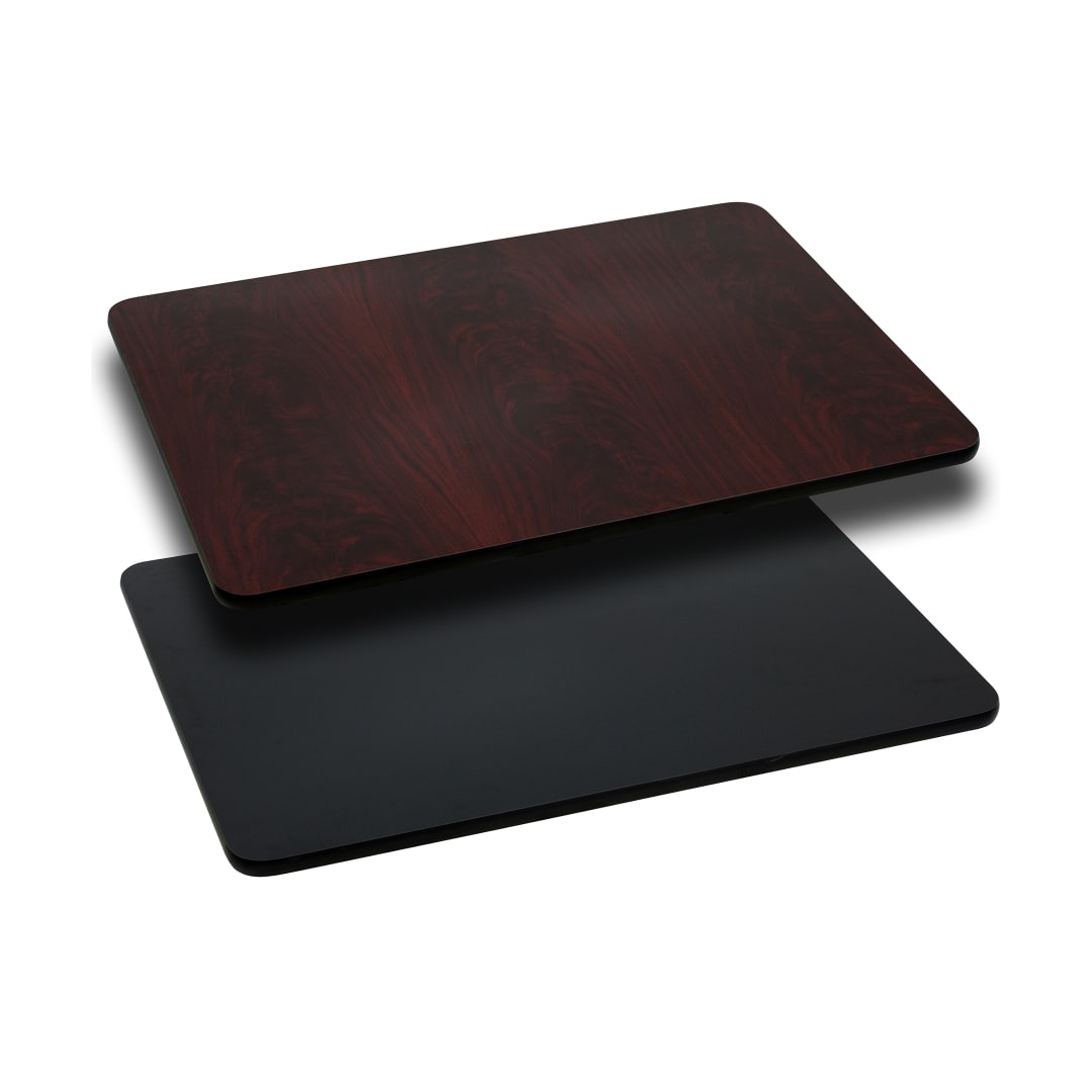 Glenbrook 30'' x 42'' Rectangular Table Top with Black or Mahogany Reversible Laminate Top