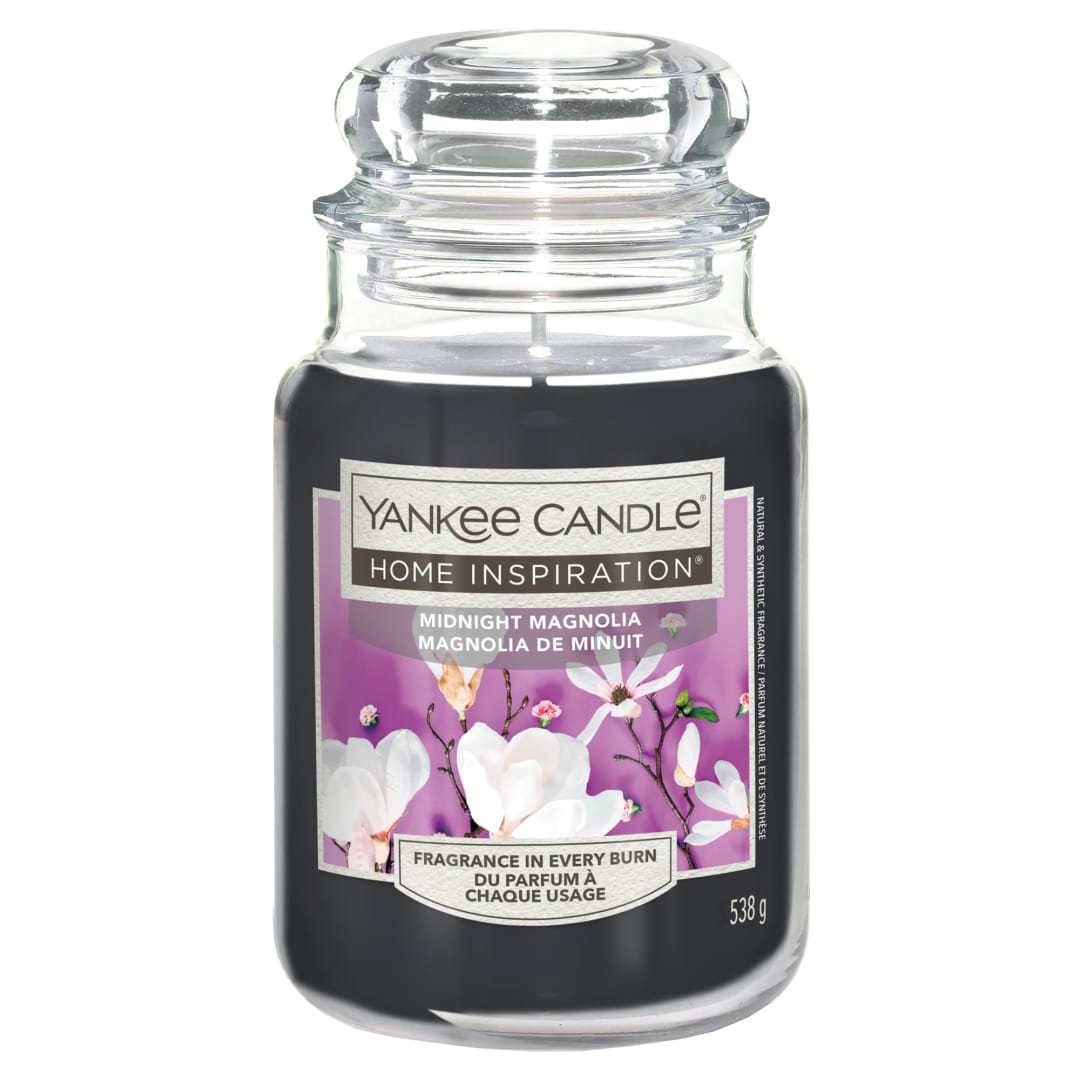 Yankee Candle® Home Inspiration Scented Candle | Midnight Magnolia Large Jar Candle | Burn Time: up to 150 Hours