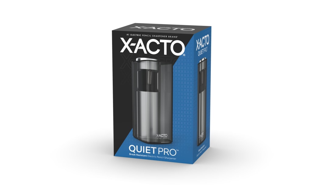 X-ACTO® Pencil Sharpener, Quiet Pro Electric Pencil Sharpener, Auto-Adjust Dial, SafeStart Motor, SmartStop, Black, 1 Count