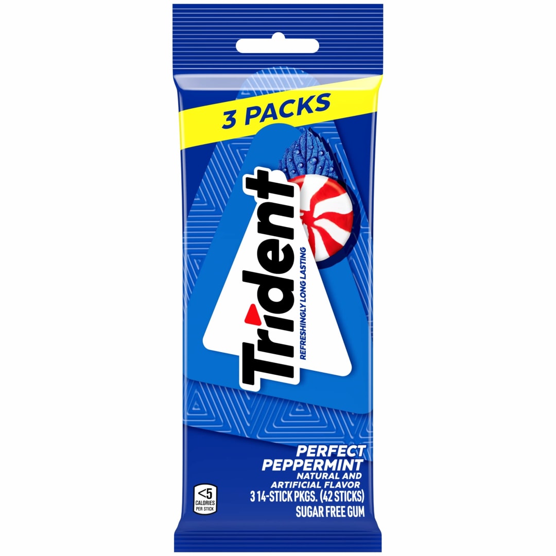 Trident Sugar Free Chewing Gum Perfect Peppermint 14 pc MUP 3pk