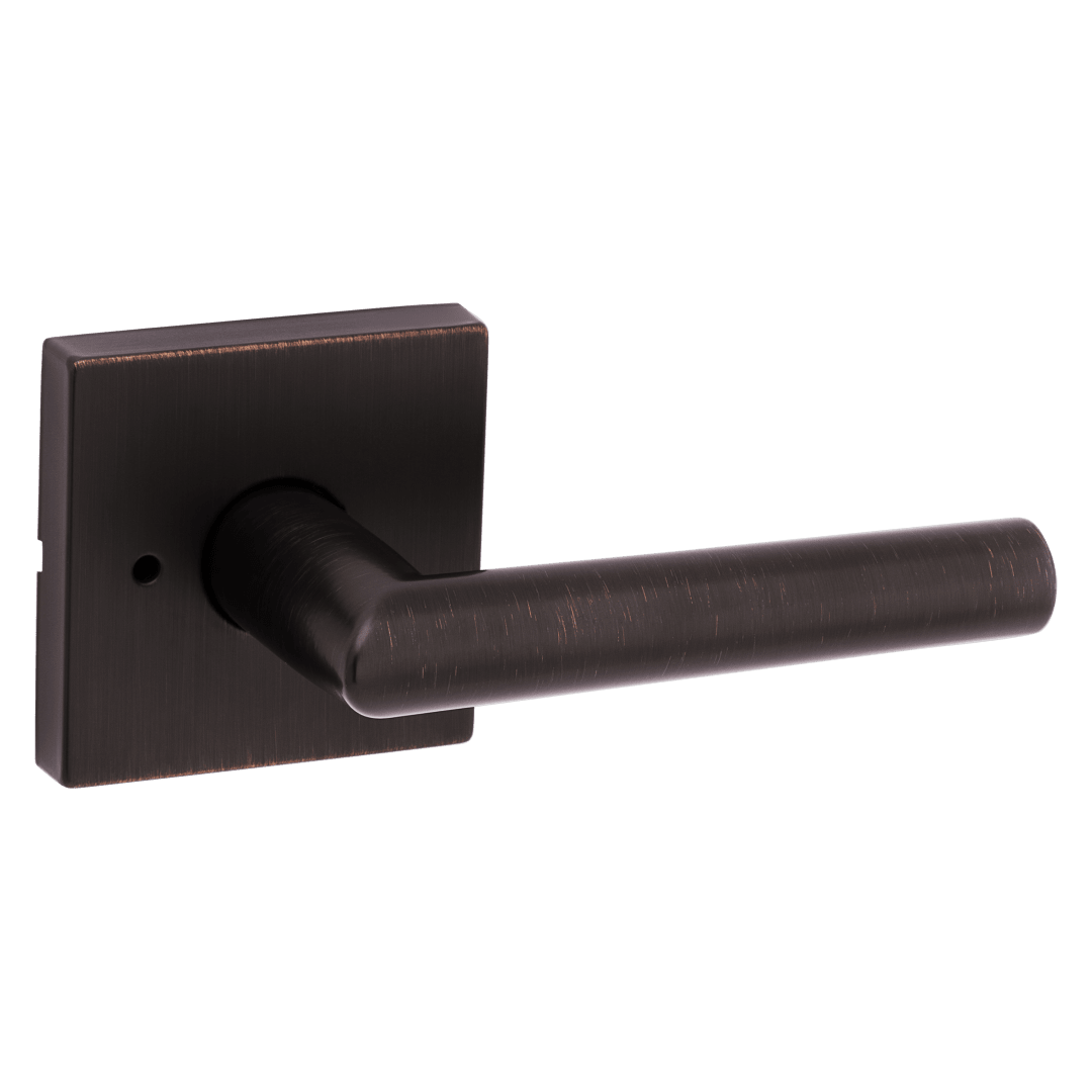 Milan Bed/Bath Door Lever in Venetian Bronze with Square Rosette