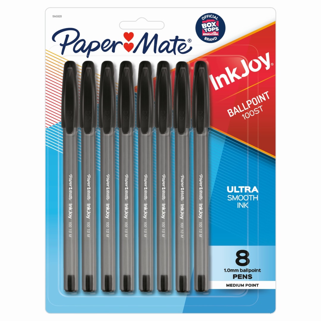 Paper Mate® InkJoy® 100ST Ballpoint Pens, Medium Point, Black, 8 Pack