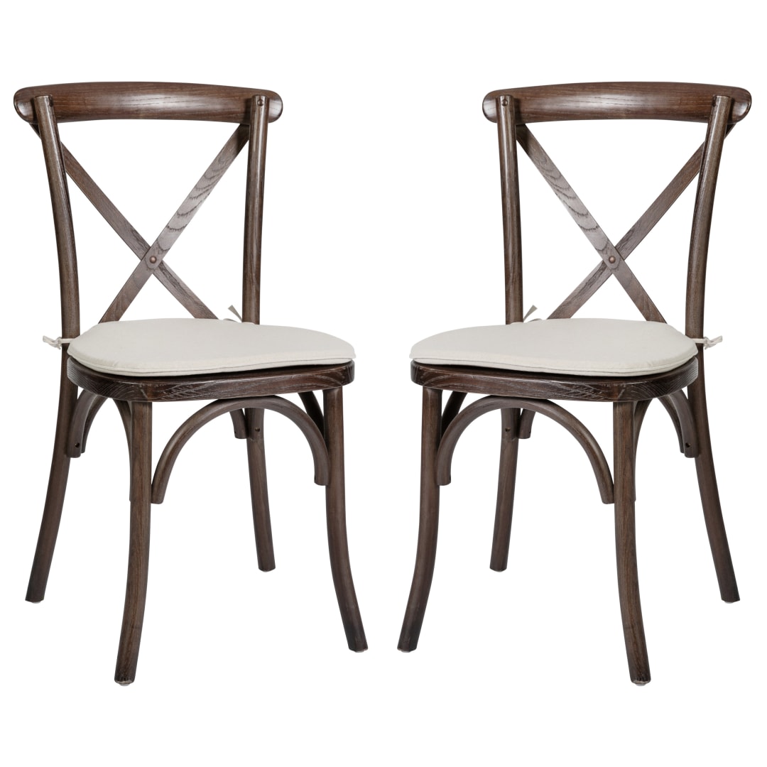 2 Pk. HERCULES Series Mahogany Cross Back Chair with Cushion
