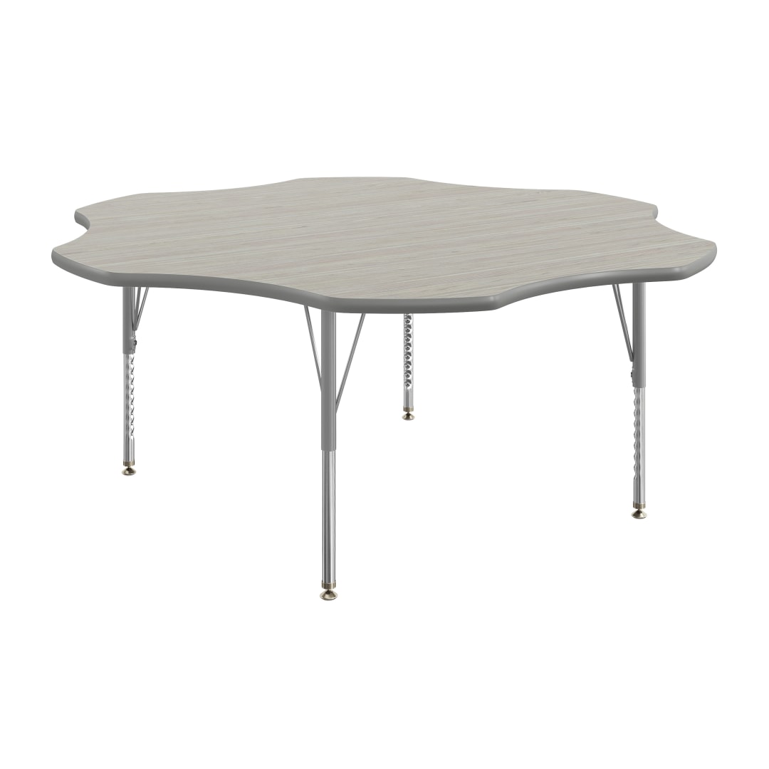 Wren 60" Flower Adjustable Height Activity Table, Thermal Laminate Top, Short Legs, Light Gray