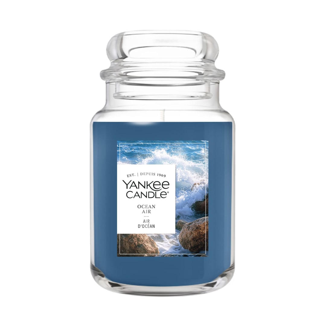 Yankee Candle Ocean Air, 22 oz Original Large Jar Candle with up to 150 Hour Burn Time