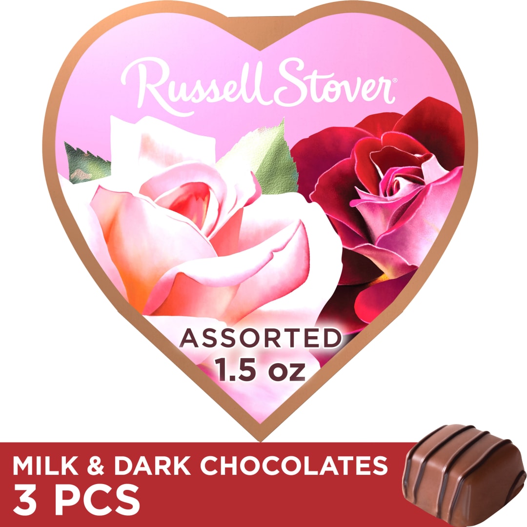 RUSSELL STOVER Valentine's Day Photo Heart Chocolate Candy Gift Box, 1.5 oz.