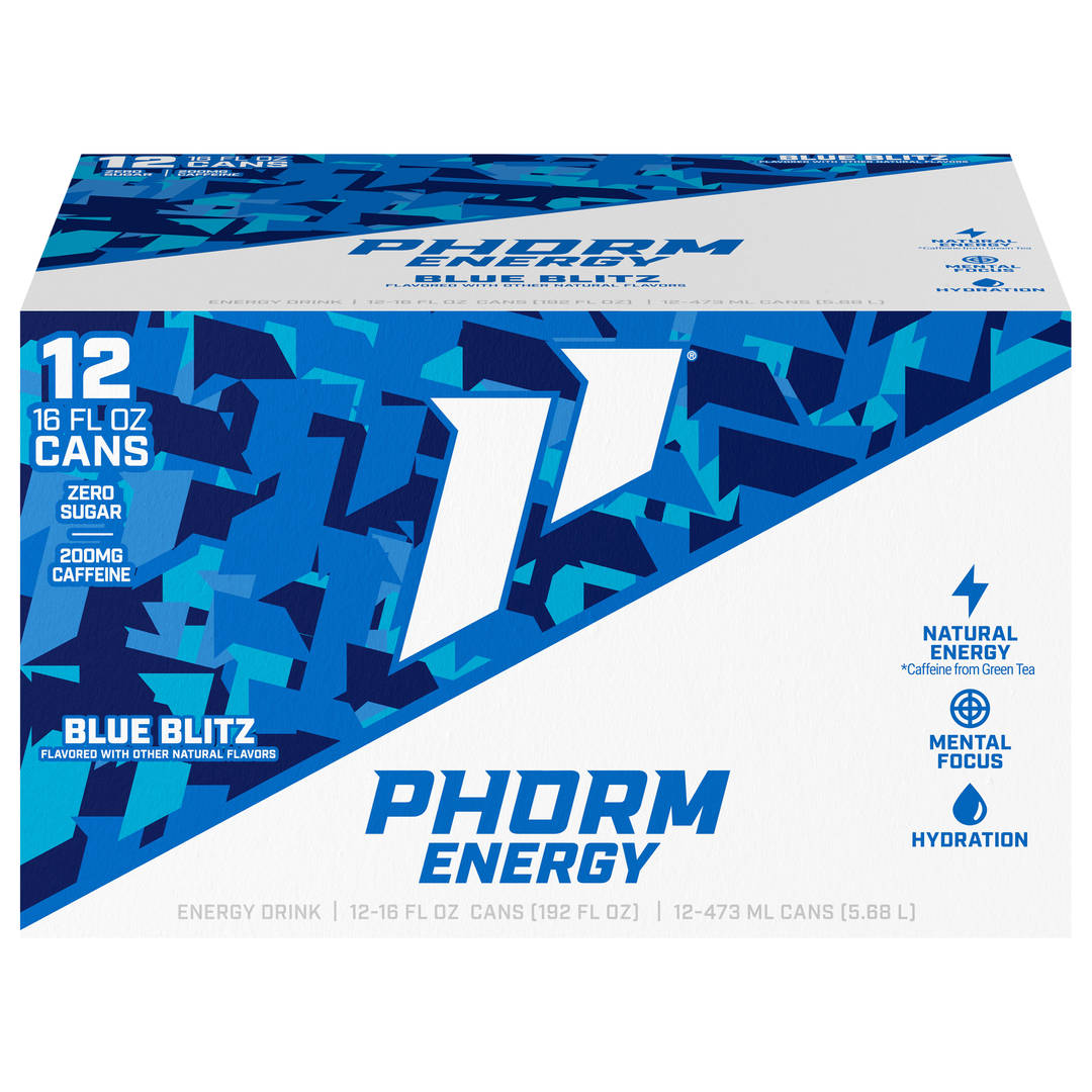 Phorm Energy Blue Blitz 12x16 oz Can Suitcase CARRIER - With Perf