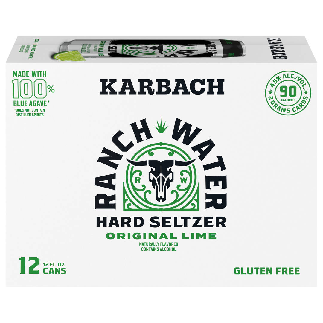 Karbach Ranch Water Hard Seltzer Original Lime 12x12 oz Can Pack CARRIER - add alcohol and 24 point board