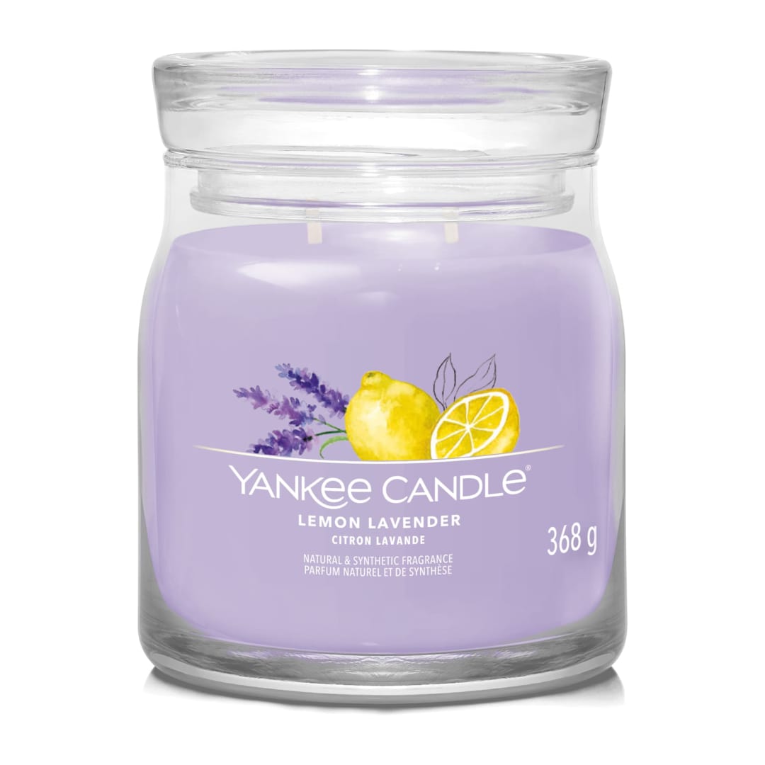 Yankee Candle® Signature Scented Candle | Lemon Lavender Medium Jar Candle with Double Wicks | Soy Wax Blend Long Burning Candle