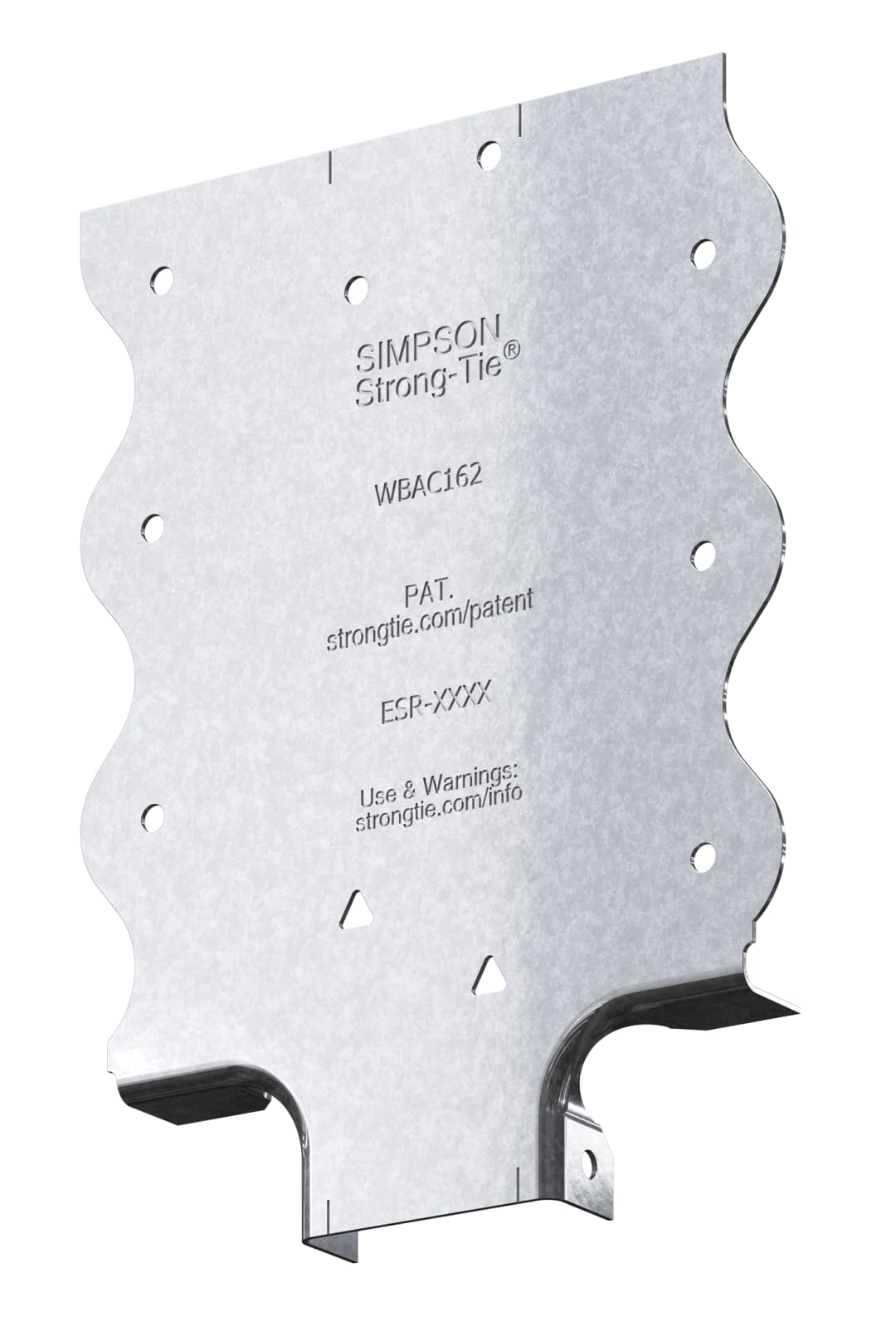 Simpson Strong-Tie WBAC162-R50 WBAC Wood Backing Steel Connector for 1-1/4 in. to 1-5/8 in. Flange (50-Qty)