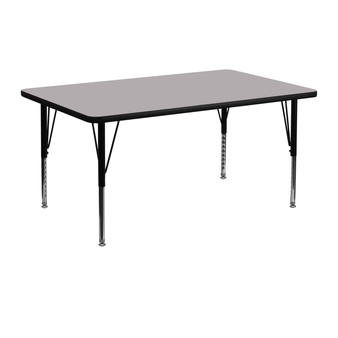 Wren 24''W x 48''L Rectangular Grey Thermal Laminate Activity Table - Height Adjustable Short Legs
