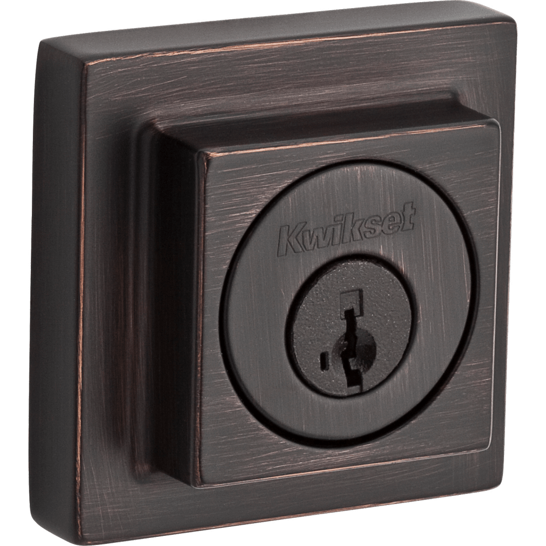 994 Contemporary Square Deadbolt, Keyed Both Sides, featuring SmartKey Security™ in Venetian Bronze