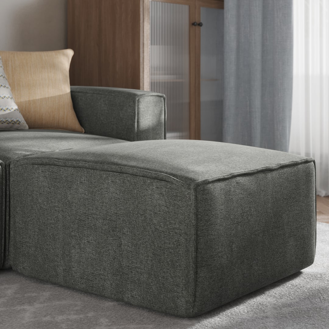 Bridgetown Luxury Modular Sectional Sofa Ottoman Seat, Dark Gray