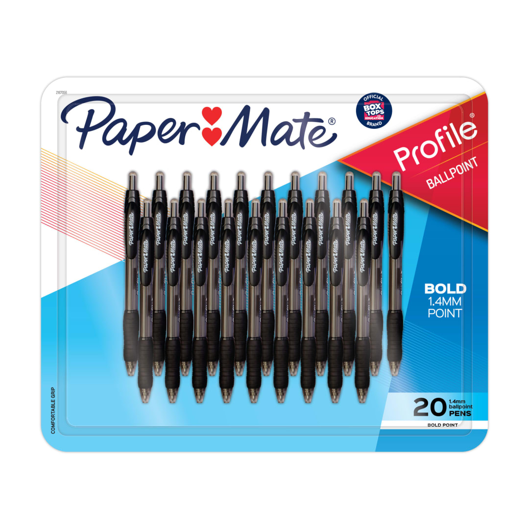 Paper Mate® Profile® Retractable Ballpoint Pens, Bold Point (1.4 mm), Black, 20 Count