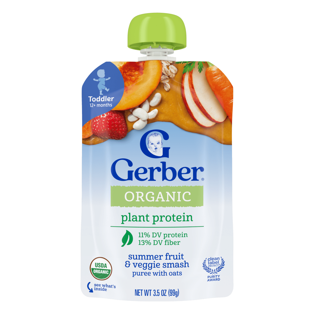 Gerber Toddler Food, Organic Summer Fruit and Veggie Smash Puree Pouch