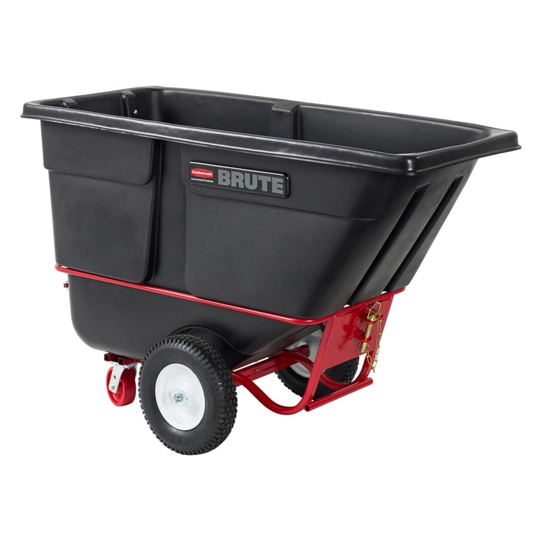 BRUTE Towable Tilt Dump Truck/Trash Cart/Garbage Collection/Recycling, 1 Cubic Yard, Heavy Load Capacity, 2100 lbs., Black, Distribution Centers/Warehouse/Manufacturing/Construction (FG131641BLA)