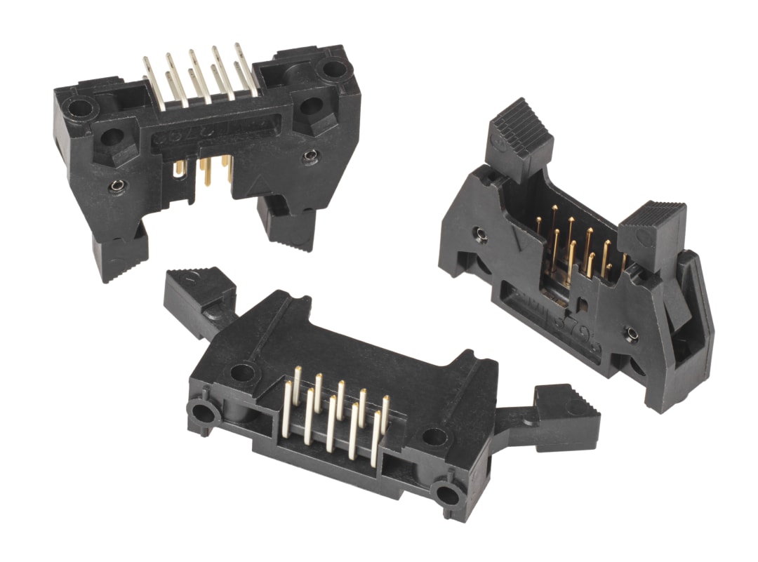 3M™ N3793-5202 RB, Wannenstiftstecker, 90° abgewinkelt, 10-polig, 3000 Serie, 2,54 mm, 0,76 µm Au, Schwarz