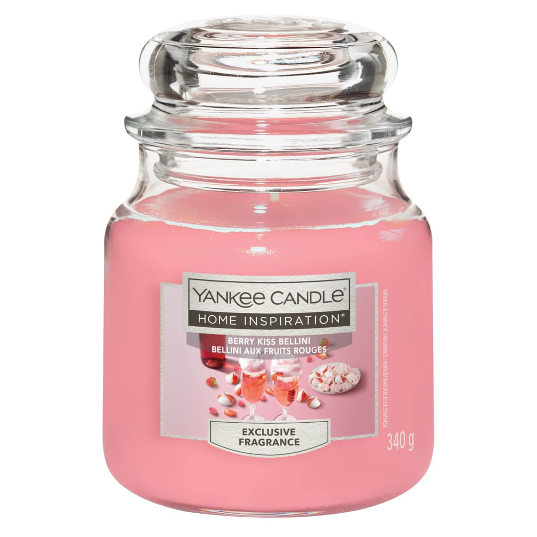 Yankee Candle® Home Inspiration Scented Candle | Berry Kiss Bellini Medium Jar Candle | Burn Time: up to 75 Hours