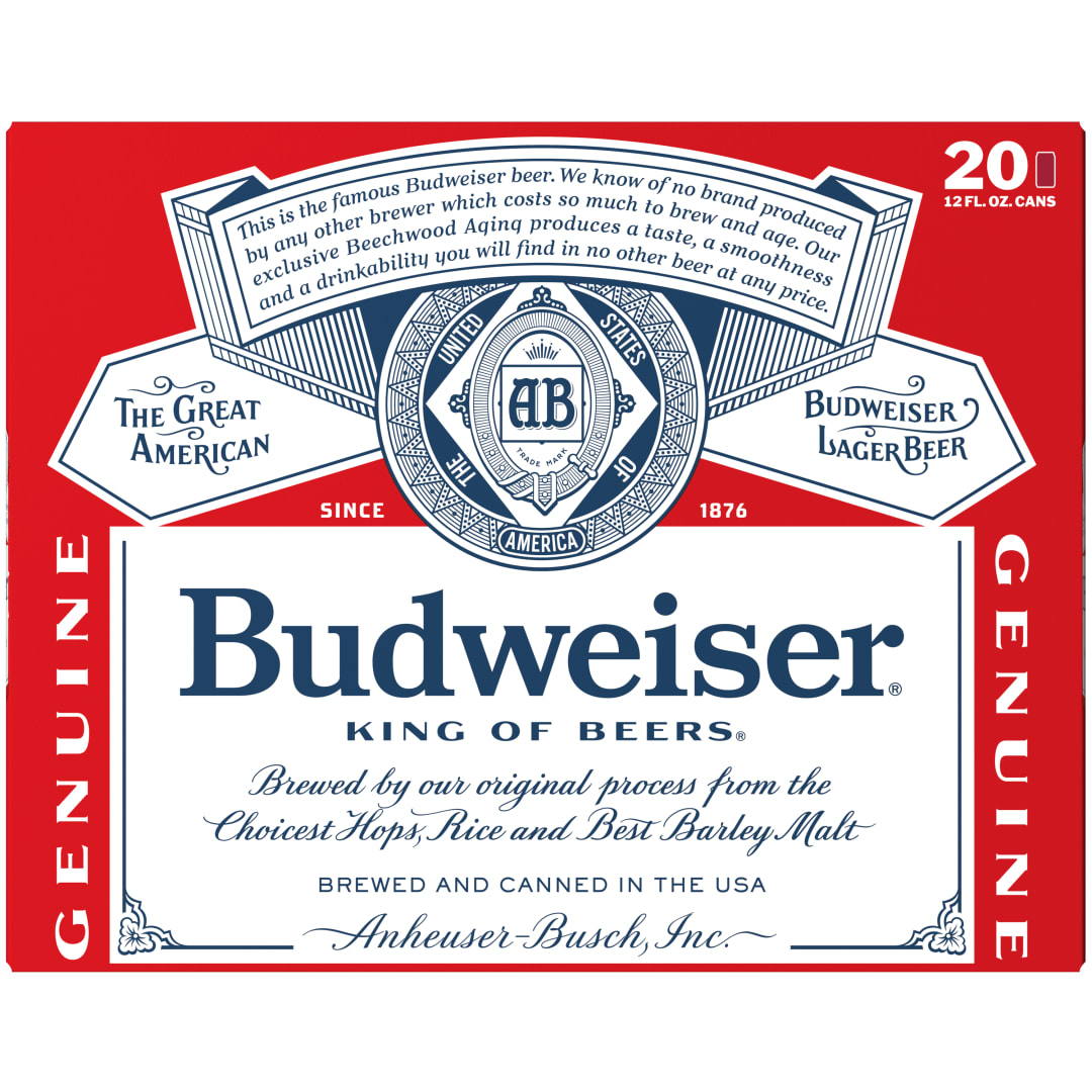 Budweiser American Lager Beer 20 Pack, 12 fl oz Cans