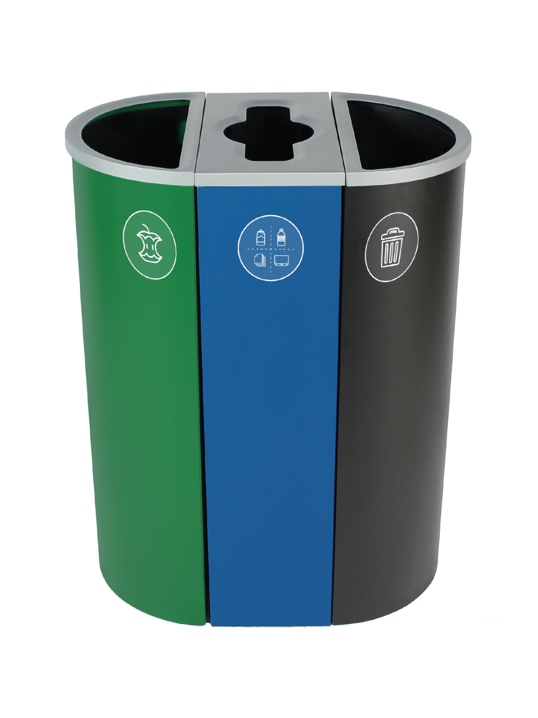  SPECTRUM - Triple - Kit - Organics-Mixed Recyclables-Waste - Full-Mixed-Full - Green-Blue-Black