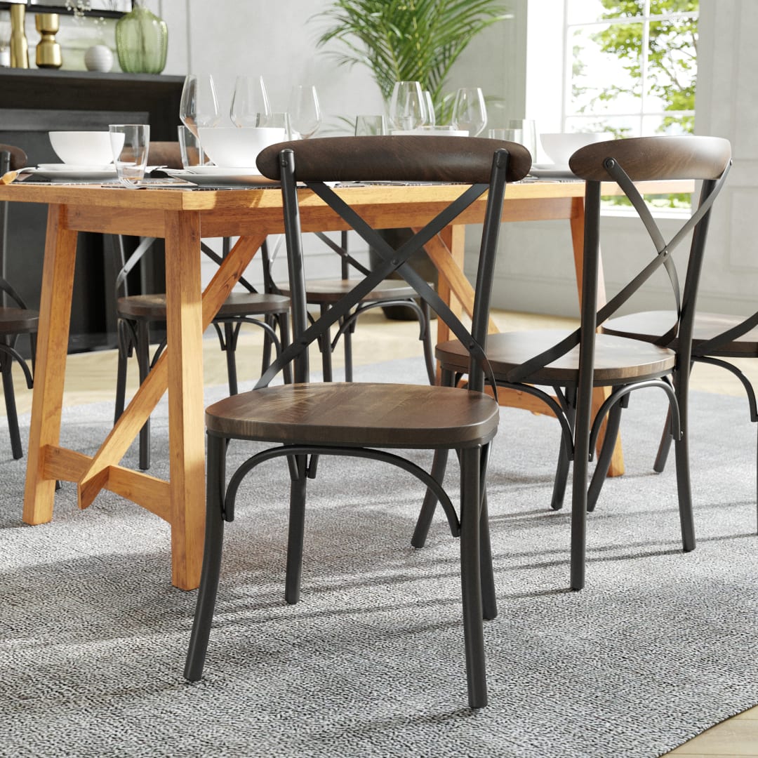 Advantage X-Back Chair with Metal Bracing and Hand Stained Fruitwood Seat