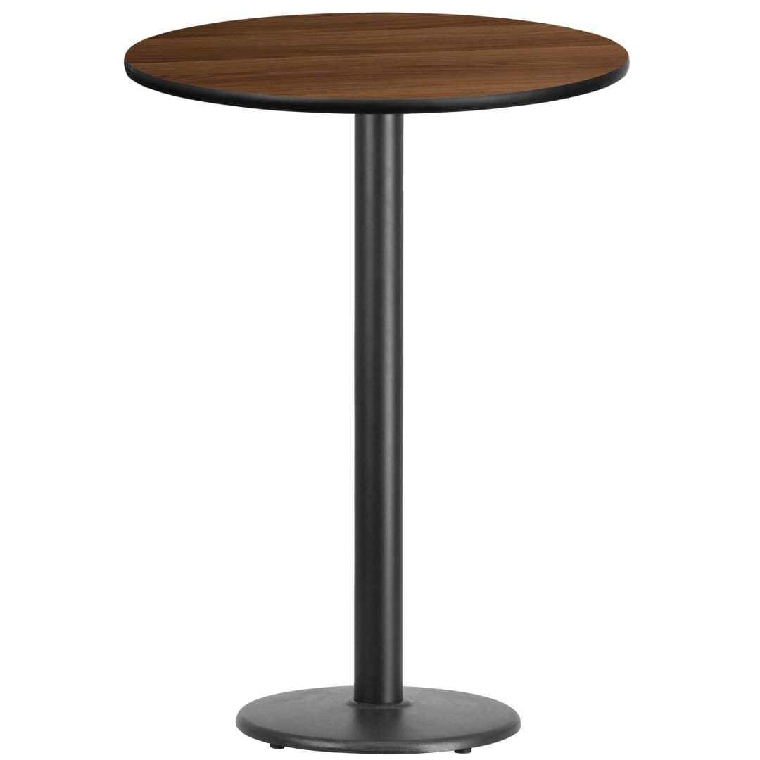 Stiles 30'' Round Walnut Laminate Table Top with 18'' Round Bar Height Table Base