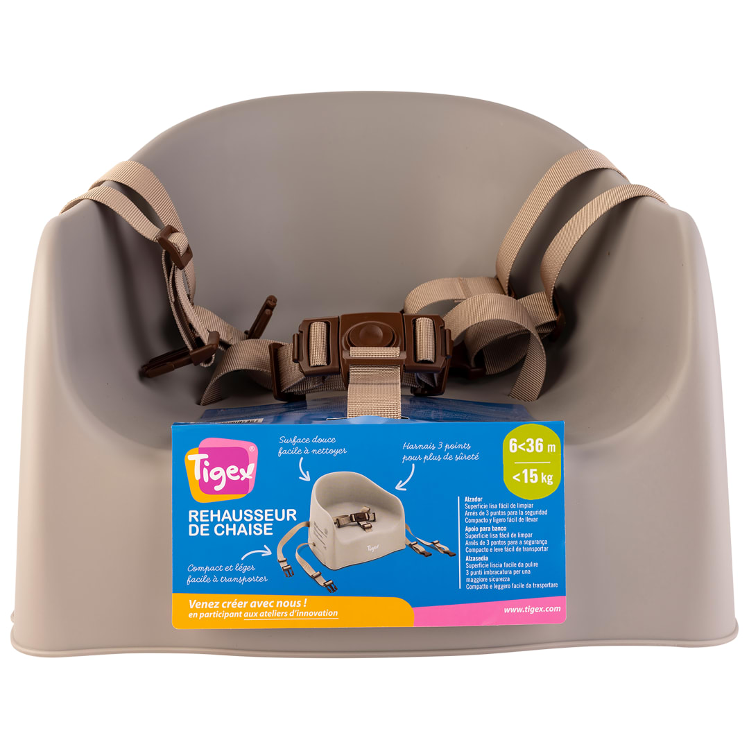 Tigex asiento elevador para niños | 6-36 meses | Compacto y fácil de llevar | Tiras ajustables | Topo