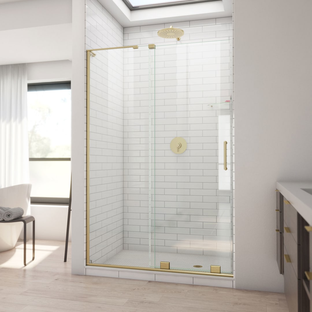 DreamLine Mirage-X 44 - 48 inch W x 71 inch H Frameless Sliding Shower Door in Brushed Gold