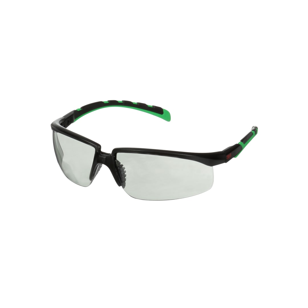3M™ Solus™ 2000 İş Güvenliği Gözlükleri, Siyah/Yeşil çerçeve, Çizilmeye Dayanıklı + (K), IR 1,7 Gri Lens, S2017ASP-BLK, 20/Kutu