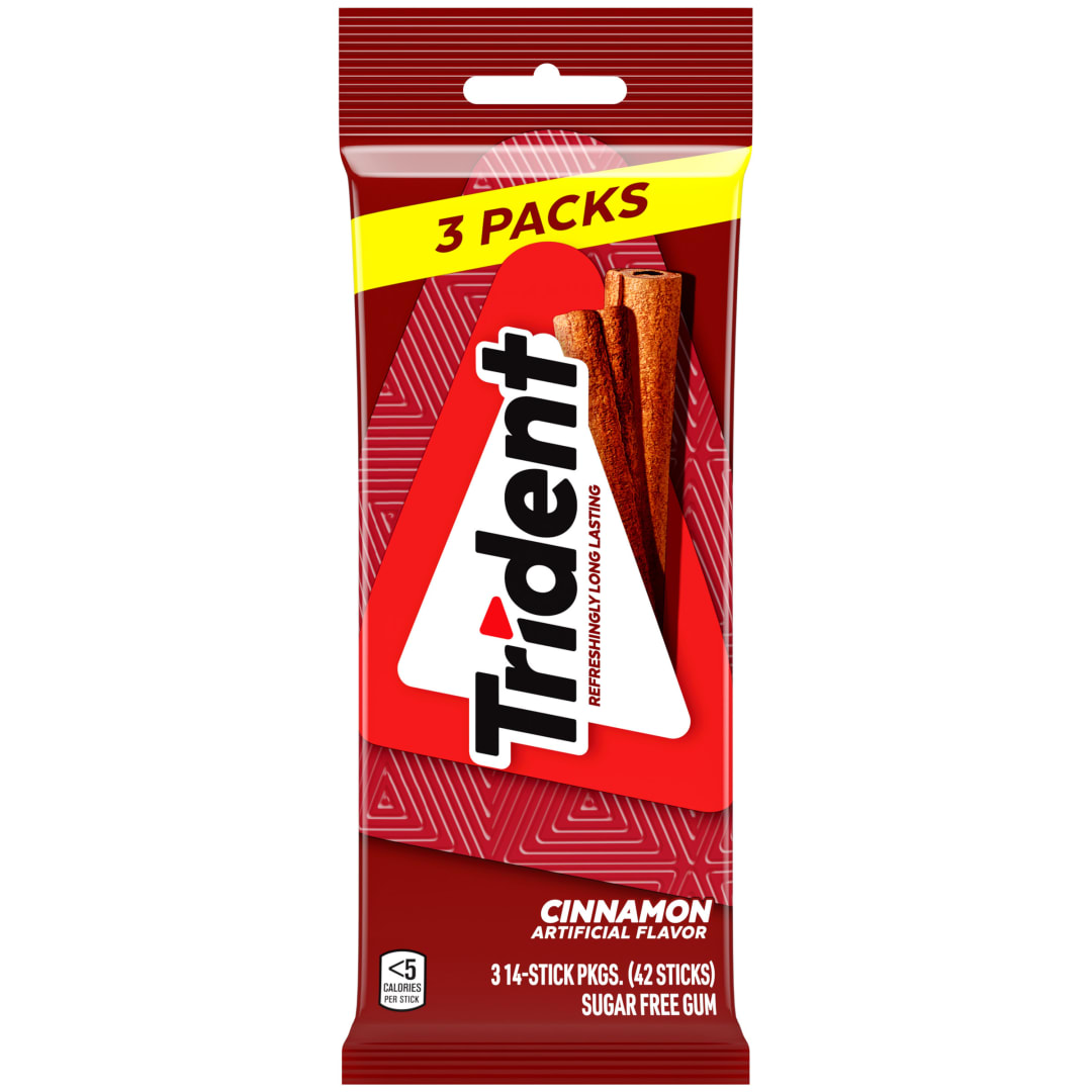 Trident Sugar Free Chewing Gum Cinnamon 14 pc MUP 3pk