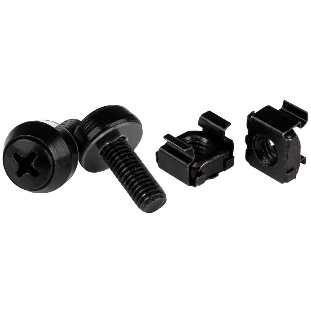 100 Pack of M6 Mounting Screws Cage Nuts Black
