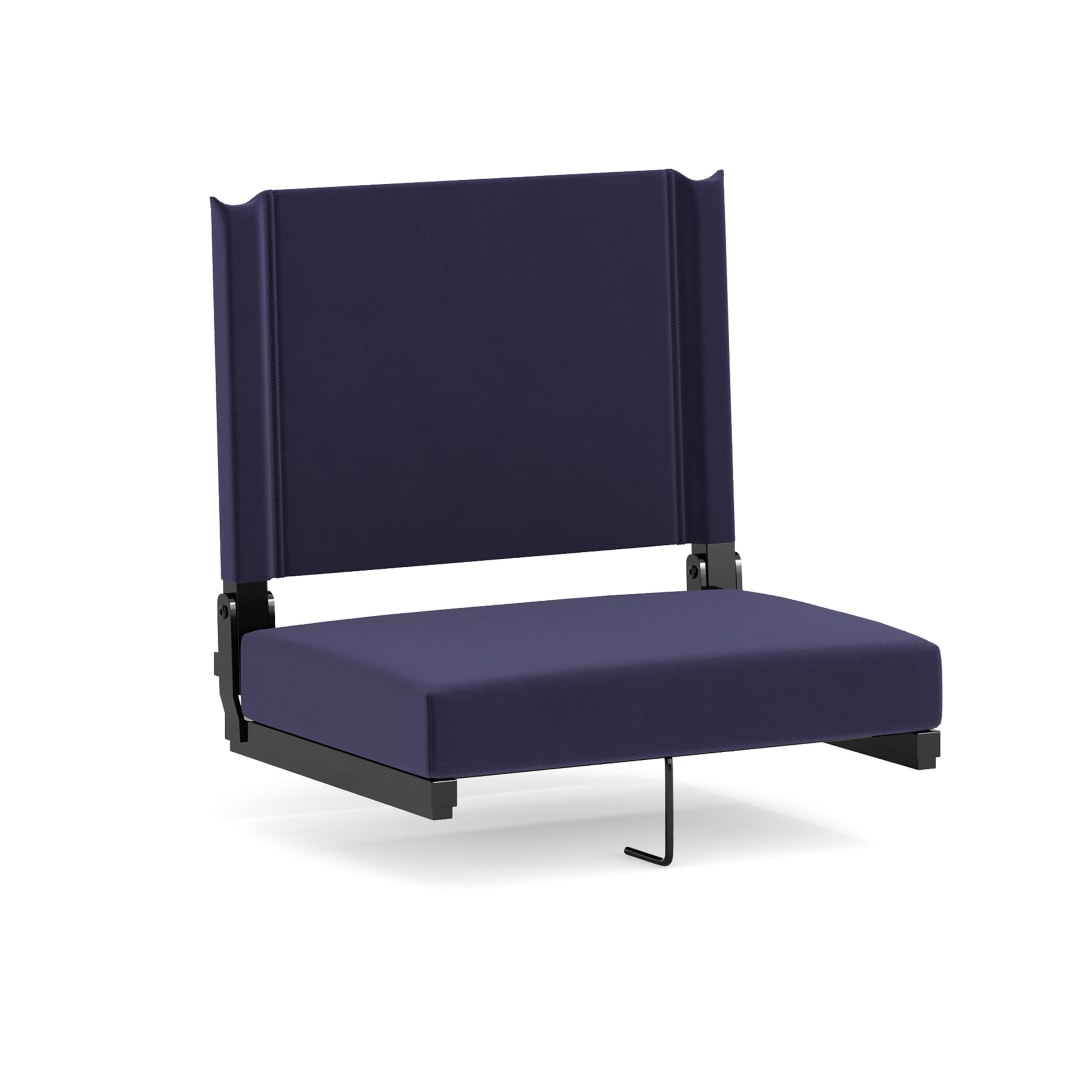 Grandstand Comfort 500 lb Capacity Padded Stadium Chairs, Folding Seats with Handles, Lightweight &amp; Durable, Navy