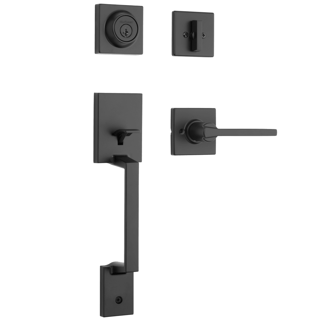 Amador Entry Single Cylinder Handleset in Matte Black featuring SmartKey Security