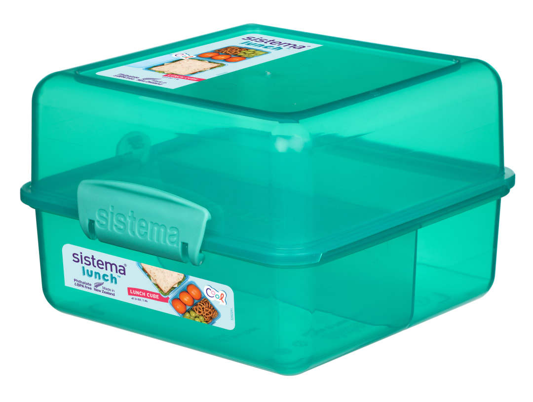 Sistema Lunch Box with Compartments | 1.4 L Lunch Cube | Food Storage Container with Lid | BPA-Free | Assorted Colours