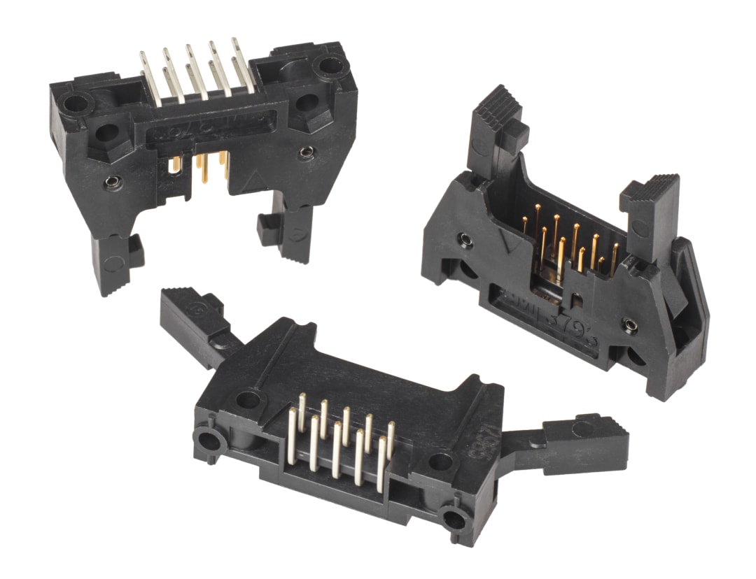 3M™ N3793-5302 RB, Wannenstiftstecker, 90° abgewinkelt, 10-polig, 3000 Serie, 2,54 mm, 0,76 µm Au, Schwarz